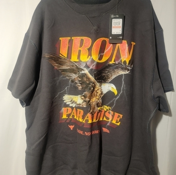 Under Armour Project Rock Iron Paradise Cutoff Sweatshirt Men 3XL 1367037-010 - Picture 1 of 6